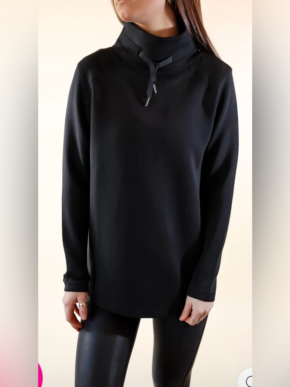 SPANX Sweatshirt 1X Black Funnel Neck Got Ya Covered Cozy Spongy Soft